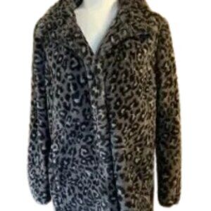 Loft Outlet  leopard Print Faux Fur Coat women’s size small
